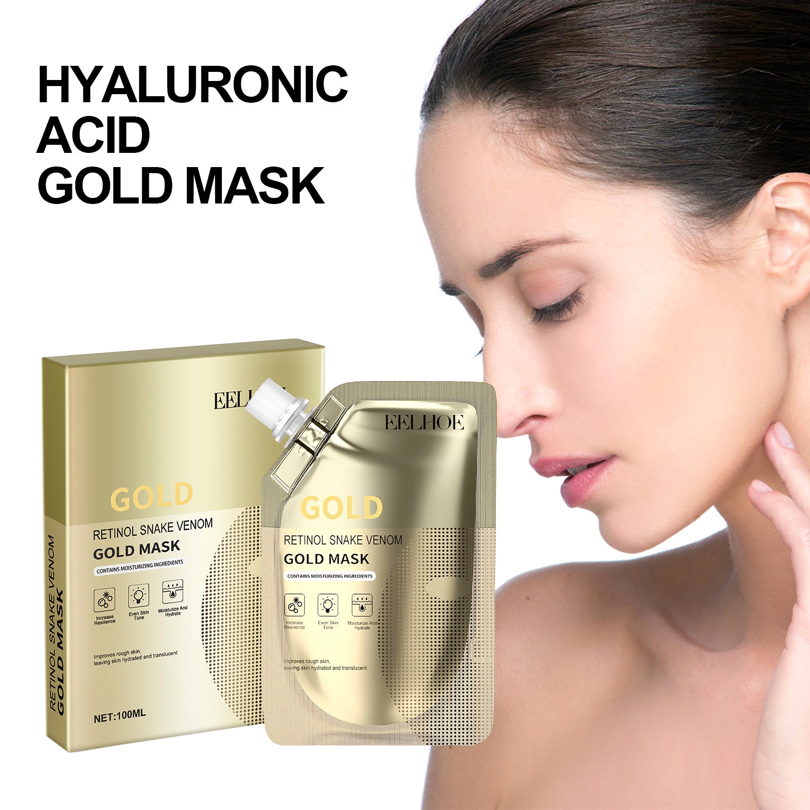Retinol Snake Venom Gold Mask, Clear Skin, Tighten Pores, Brightening, Rejuvenating And Hydrating Mask