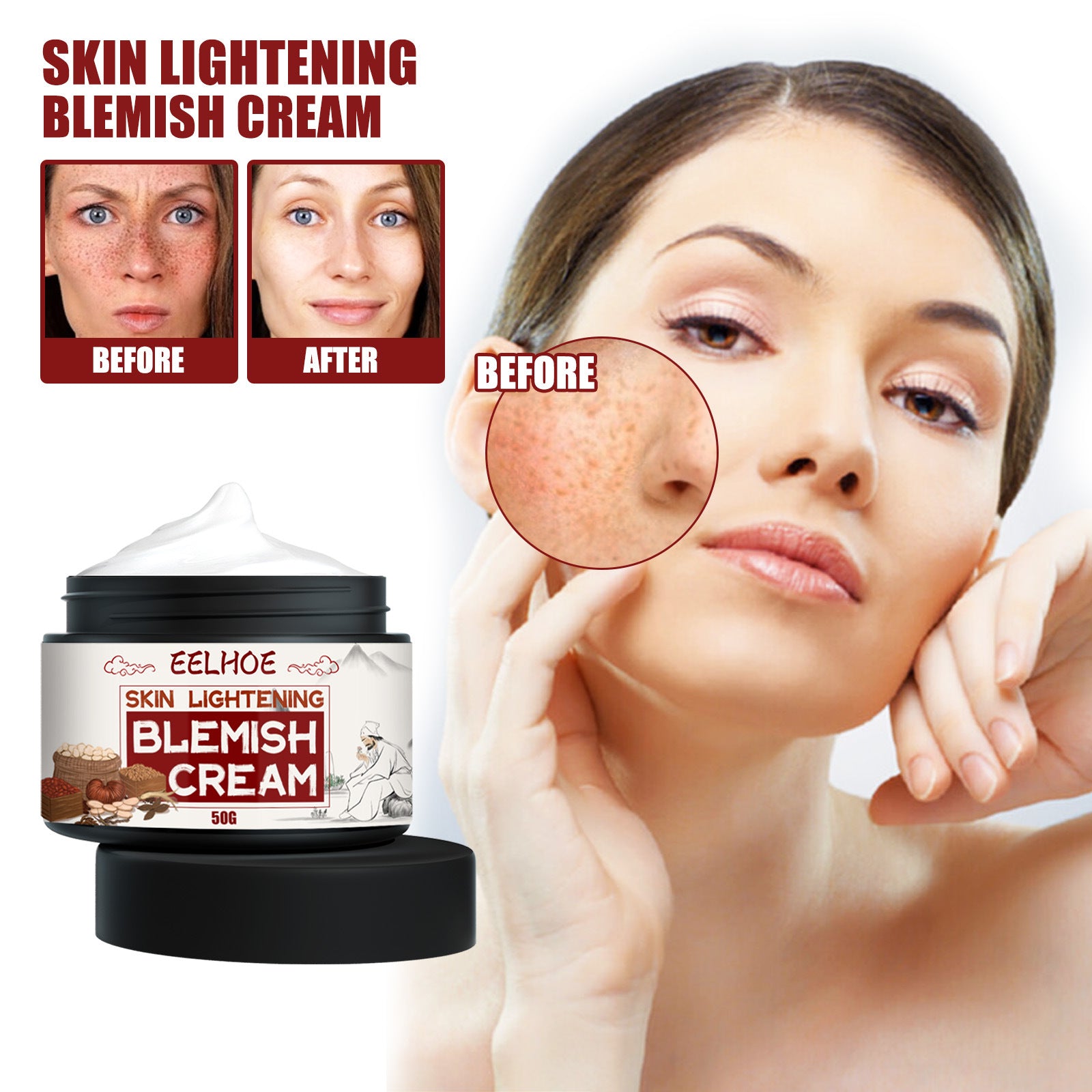 Brightening Cream For Blemish Reduction, Brightening Skin, Moisturizing Beauty And Lightening Face Cream For Yellow Spots