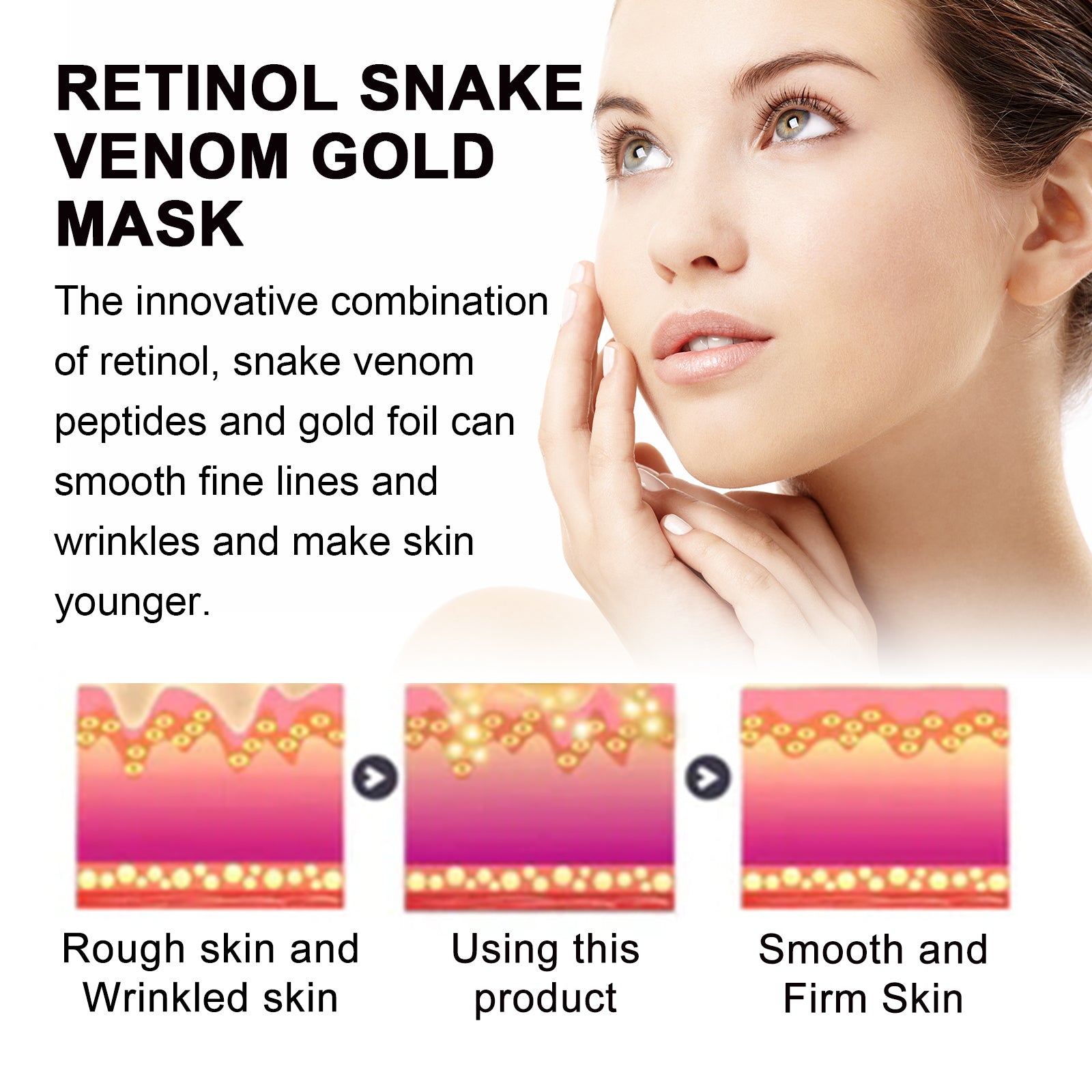 Retinol Snake Venom Gold Mask, Clear Skin, Tighten Pores, Brightening, Rejuvenating And Hydrating Mask