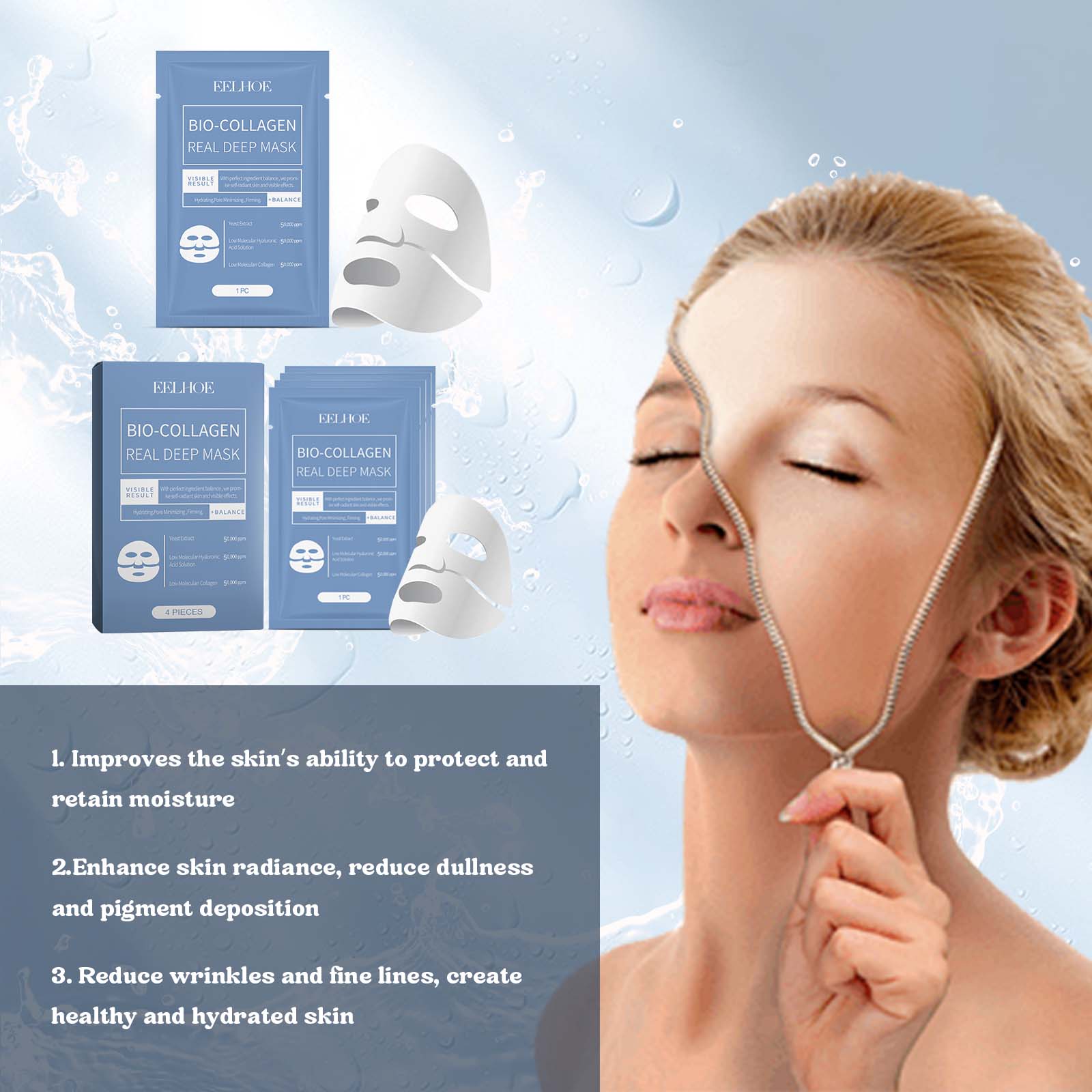 Collagen Mask Hydrates And Moisturizes Facial Skin Hydrating And Translucent Collagen Mask