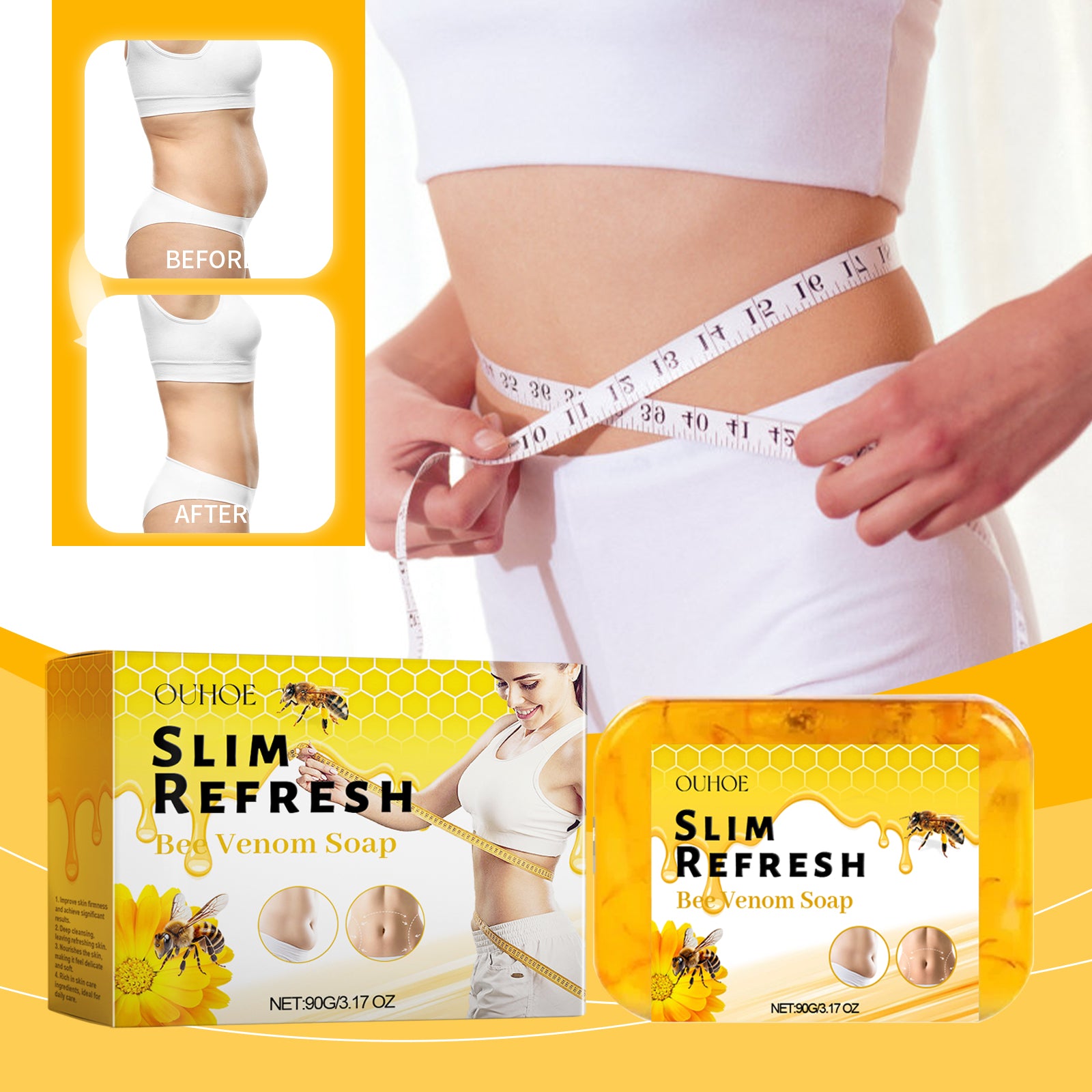 Bee-Poison Bath Soap Gently Cleans, Moisturizes, Firms And Nourishes Skin, Delicate And Brightening