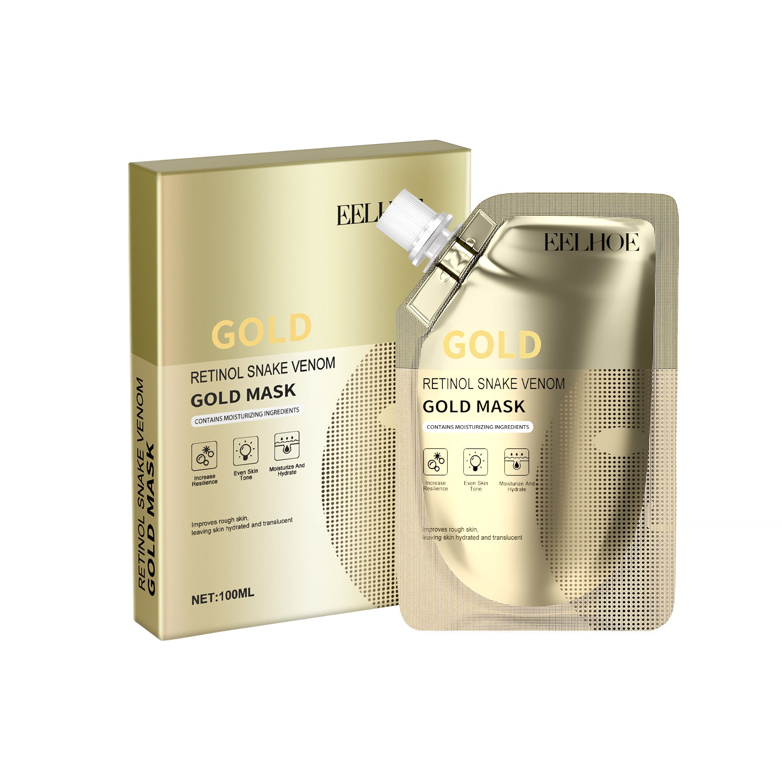 Retinol Snake Venom Gold Mask, Clear Skin, Tighten Pores, Brightening, Rejuvenating And Hydrating Mask