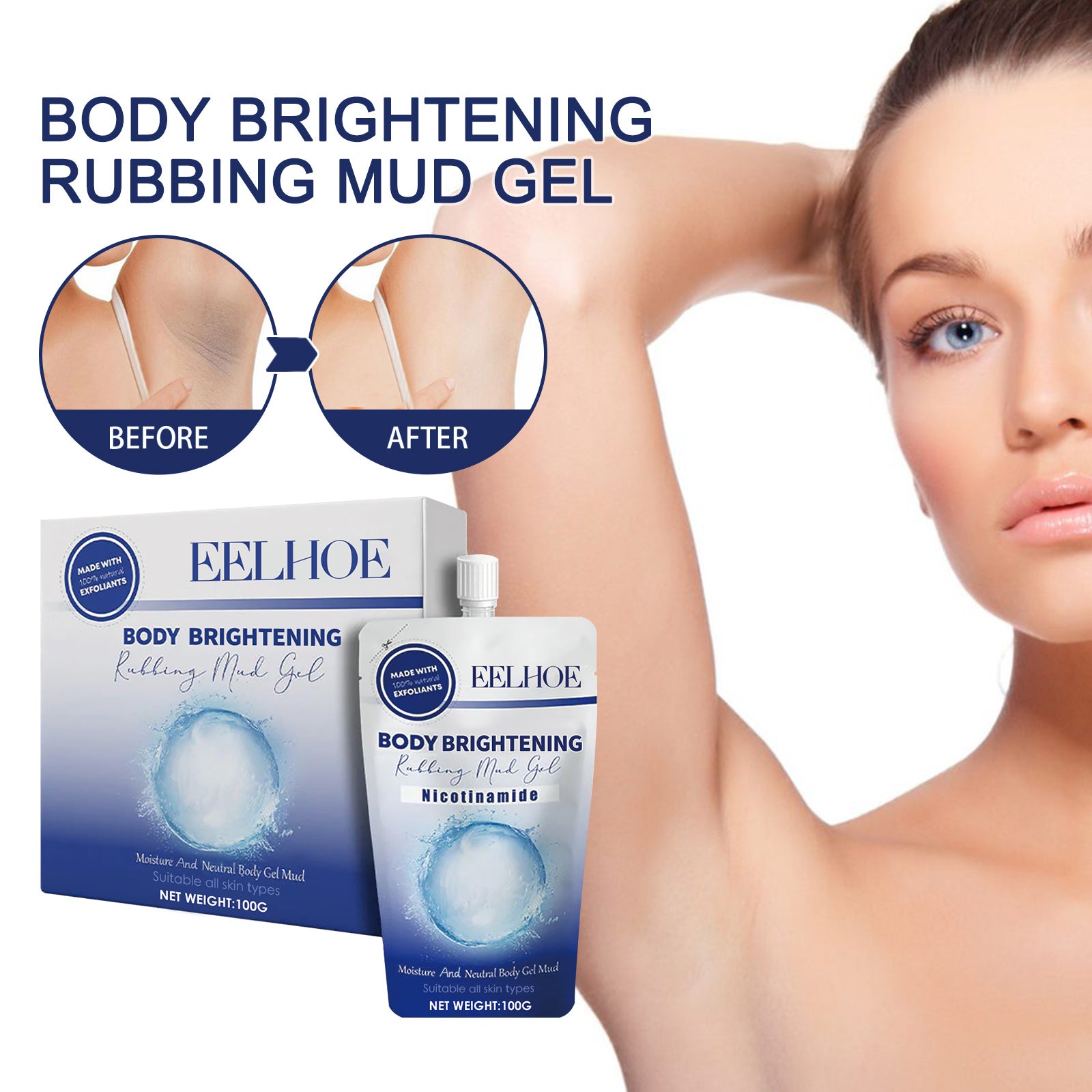 Body Whitening Scrub, Deep Body Cleansing Treatment Gently Exfoliates Dead Skin Whitening Skin