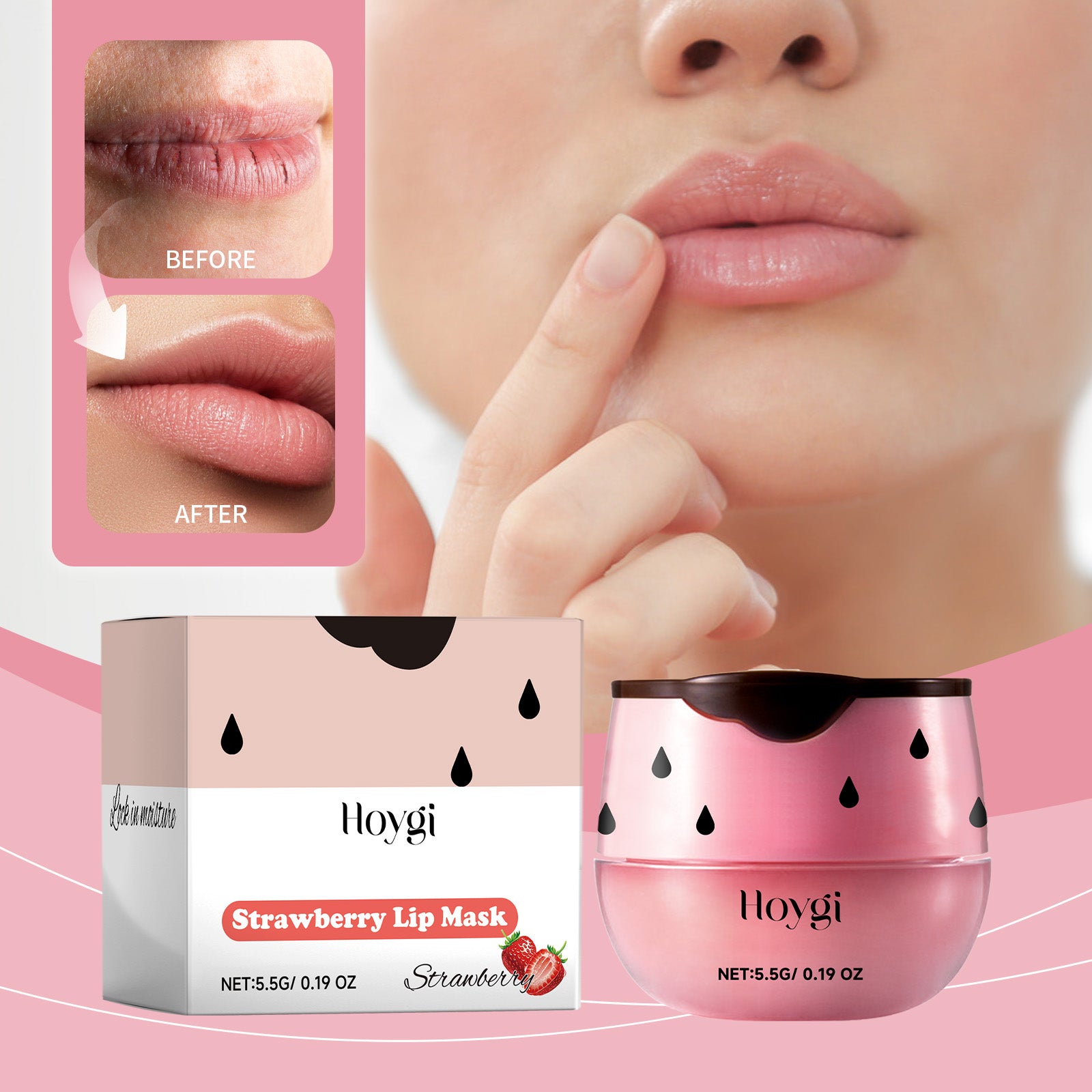 Strawberry Lip Mask, Lighten Lip Lines And Gently Moisturize Lips, Remove Dead Skin And Moisturize Lips