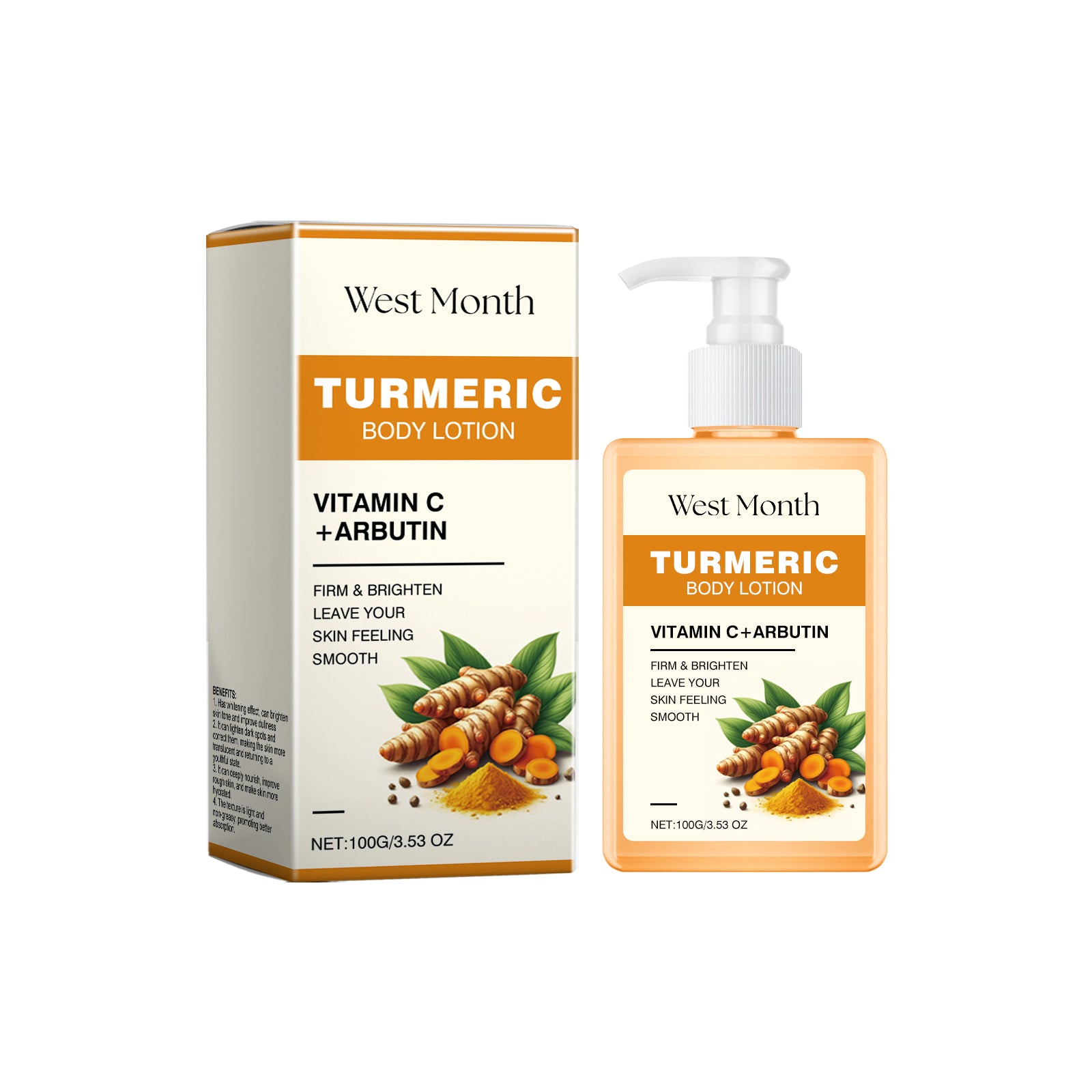 Turmeric Body Lotion, Brightening Body Lotion Locks In Moisture, Moisturizes Skin, Gentle And Tender Skin