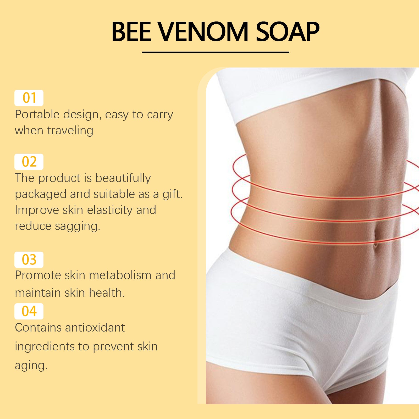 Bee-Poison Bath Soap Gently Cleans, Moisturizes, Firms And Nourishes Skin, Delicate And Brightening