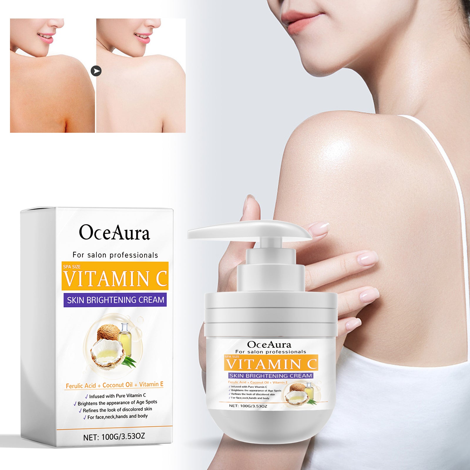 Vitamin C Skin Brightening Cream, Repair Dry Dull Skin Hydrating Moisturizing Smooth Skin Brightening Cream