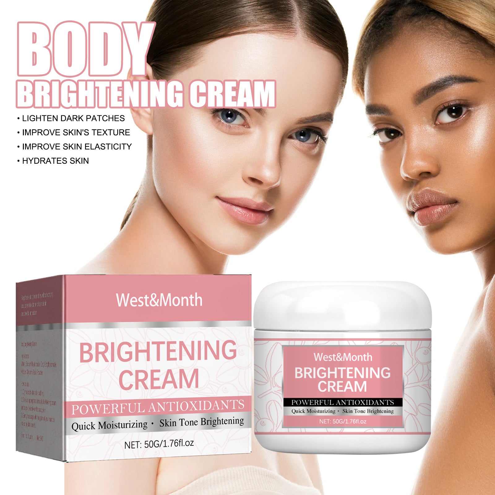 West&Month Body Brightening Cream, Repair Joint Black Fade Black Acanthosis Skin Moisturizing Whitening Skin Body Cream